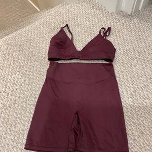 Nike skims Merlot shorts and bra top